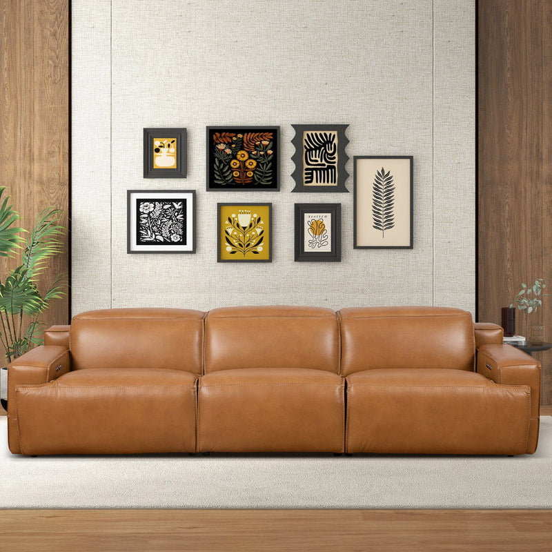 Urbana - Triple Power Recliner Sofa - Tan - R&R Furniture Gallery (Fountain Valley, CA)
