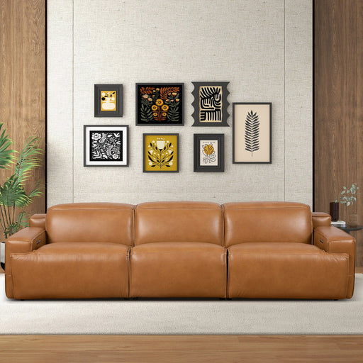 Urbana - Triple Power Recliner Sofa - Tan - R&R Furniture Gallery (Fountain Valley, CA)