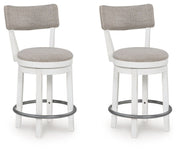 Robbinsdale - Upholstered Swivel Barstool (Set of 2) - Antique White - R&R Furniture Gallery (Fountain Valley, CA)