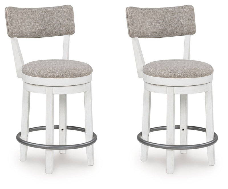 Robbinsdale - Upholstered Swivel Barstool (Set of 2) - Antique White - R&R Furniture Gallery (Fountain Valley, CA)