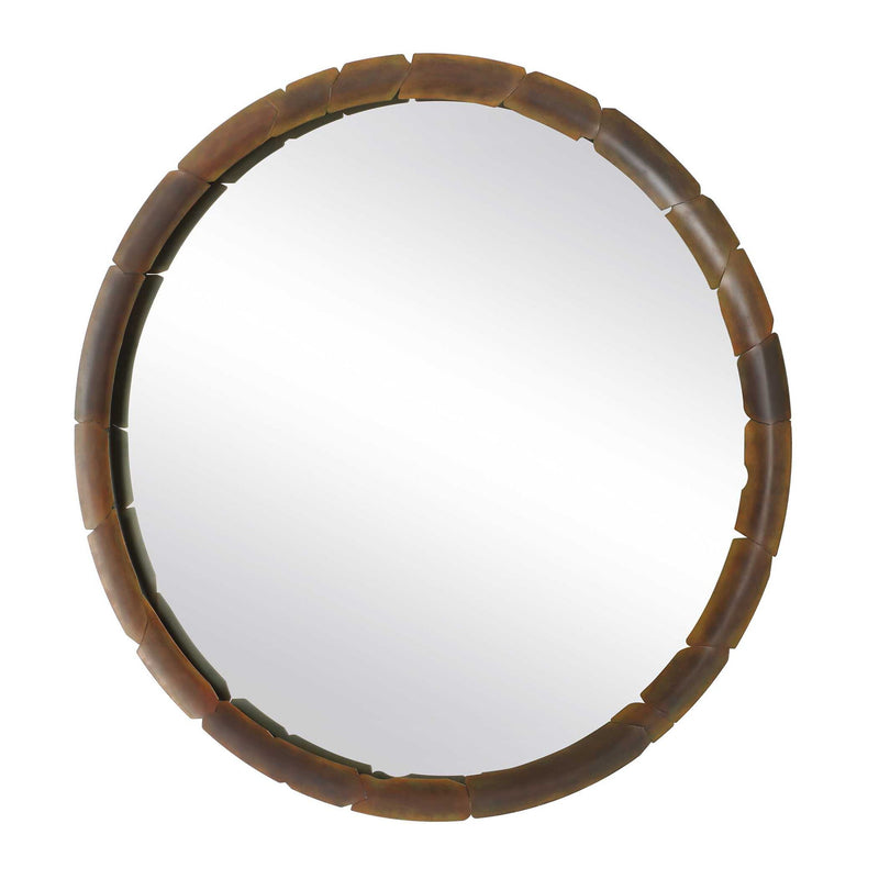 Auger - Amber Glass Round Mirror - Bronze