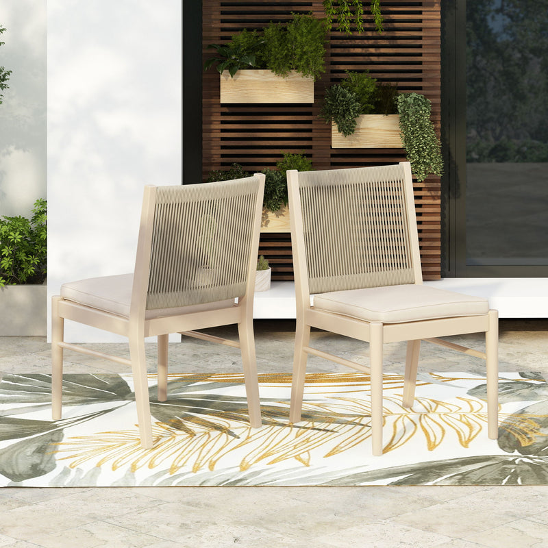Cordoba - Dining Chair (Set of 2) Comfortable Armless Chairs - Beige - R&R Furniture Gallery (Fountain Valley, CA)