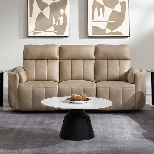 Elison - Motion Sofa - Dark Beige Polish Microfiber - R&R Furniture Gallery (Fountain Valley, CA)