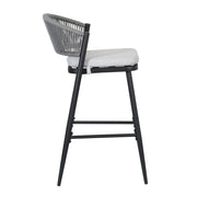 Outdoor Bar Height Metal Frame Counter Stools With Scallop Shaped Backrest & Water Resistant Cushions - R&R Furniture Gallery (Fountain Valley, CA)