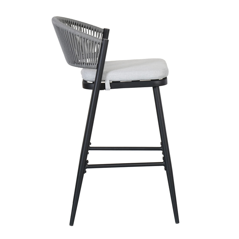 Outdoor Bar Height Metal Frame Counter Stools With Scallop Shaped Backrest & Water Resistant Cushions - R&R Furniture Gallery (Fountain Valley, CA)