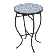 Outdoor Round Side Table With Mosaic Style Top And Curved Iron Legs - R&R Furniture Gallery (Fountain Valley, CA)