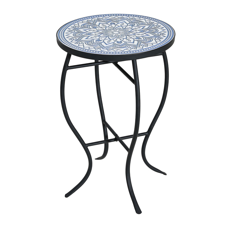 Outdoor Round Side Table With Mosaic Style Top And Curved Iron Legs - R&R Furniture Gallery (Fountain Valley, CA)