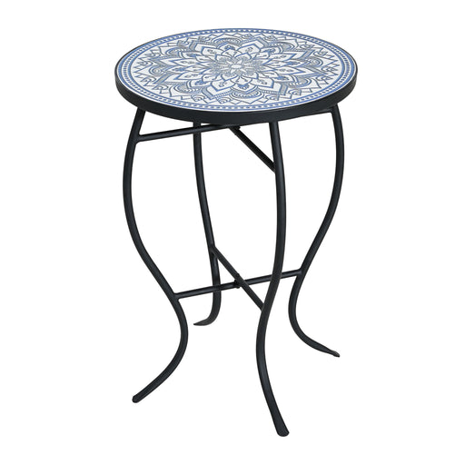 Outdoor Round Side Table With Mosaic Style Top And Curved Iron Legs - R&R Furniture Gallery (Fountain Valley, CA)