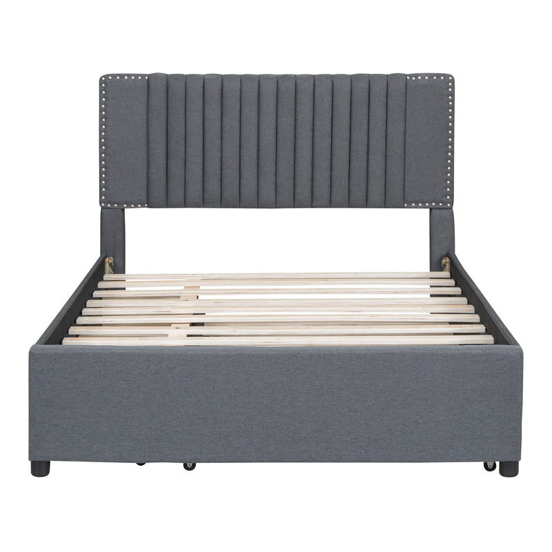 Upholstered Platform Bed With Drawers, Classic Headboard Design - R&R Furniture Gallery (Fountain Valley, CA)