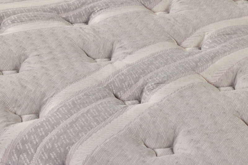 Restonic ComfortCare Hybrid CosmoRest Euro Top mattress with plush fabric cover and pillow-top design for added comfort.