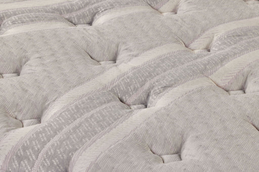 Restonic ComfortCare Hybrid CosmoRest Euro Top mattress with plush fabric cover and pillow-top design for added comfort.