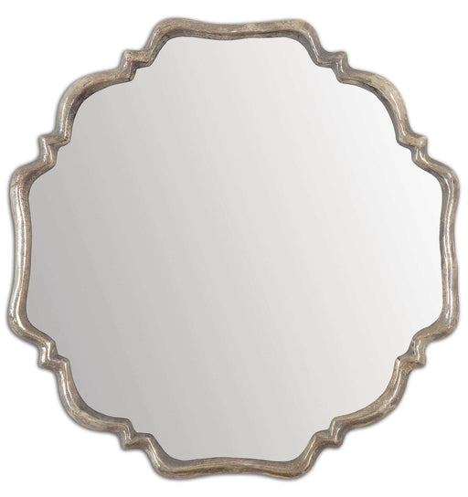 Silver wall mirror by Uttermost featuring a sleek, modern design with a polished silver frame for stylish home decor.