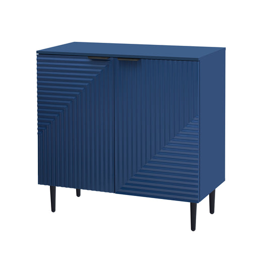 Side Cabinet With Adjustable Shelves And Geometric Door Panels - Navy Blue - R&R Furniture Gallery (Fountain Valley, CA)