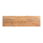 Boho handcrafted 3-door sideboard by Noble House with carved texture and artisanal charm, natural wood finish.