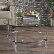 Tempered Glass Round Coffee Table With Four Legs - Clear - R&R Furniture Gallery (Fountain Valley, CA)