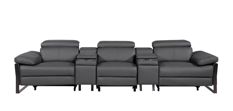 1246 - Modular Power Triple Reclining Dual Console Sofa With Power Reclining Headrests