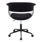 Vintage Mod Mid Century Modern office desk chair by Lumi Source with wooden armrests and a cushioned seat.