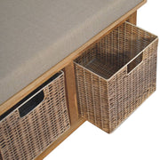 Rattan Basket Linen Bench - Brown - R&R Furniture Gallery (Fountain Valley, CA)