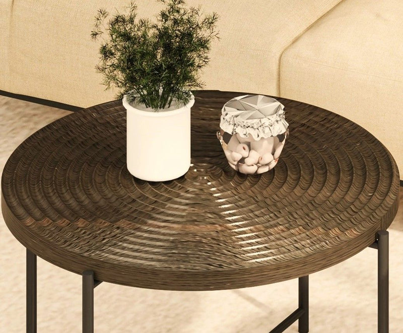Coffee And End Table Set Waterproof Cover, Distressed Cylindrical Design, Legs Classic Rustic Charm (Set of 2) - R&R Furniture Gallery (Fountain Valley, CA)