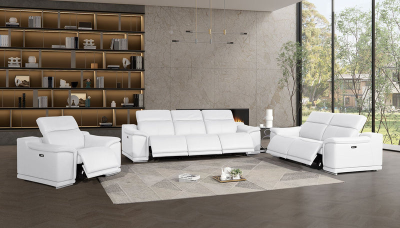 2679 - Power Reclining Sofa, Loveseat & Chair Set In Genuine Leather (6 Recliners)