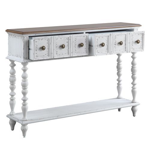 Bence - Console Table - Dark Charcoal & Antique White - R&R Furniture Gallery (Fountain Valley, CA)