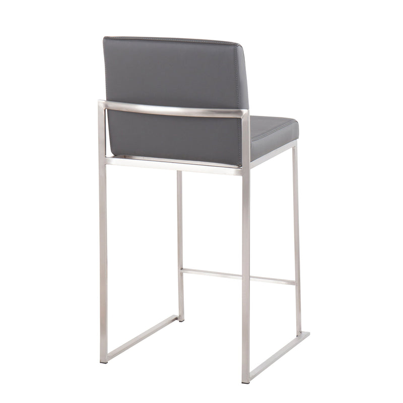 Lumi Source Fuji contemporary high back counter stool with wooden legs and cushioned seat, modern design for kitchen or bar area.