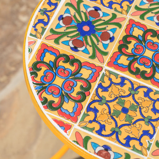 Outdoor Side Table With Tile Mosaic Table Top - Yellow - R&R Furniture Gallery (Fountain Valley, CA)