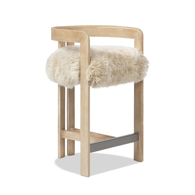 Jennifer Taylor Home Millwick low back counter stool with wooden legs and upholstered seat at 24-27 inch counter height.