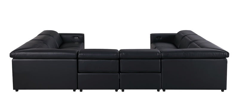 1208 - 8 Piece U Shaped Leather Sectional With 4 Power Recliners & Power Headrest