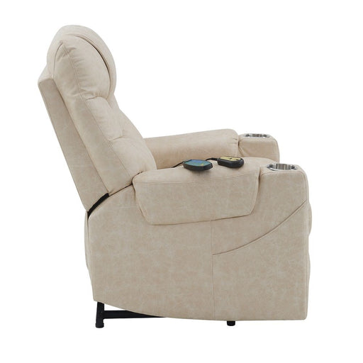 Nairi - Power Recliner With Lift & Heating & Massage - Ivory Leather Aire - R&R Furniture Gallery (Fountain Valley, CA)