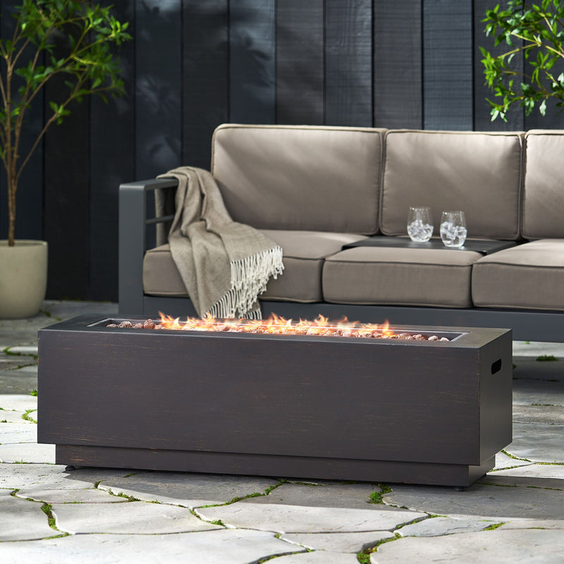 Modern Rectangular Iron Fire Pit 50, 000 Btu