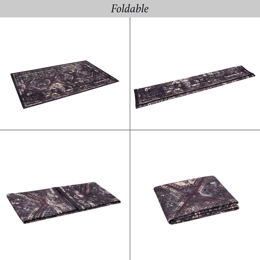 Maval - 8' X 10' Washable Area Rug - Black / Burgundy - R&R Furniture Gallery (Fountain Valley, CA)