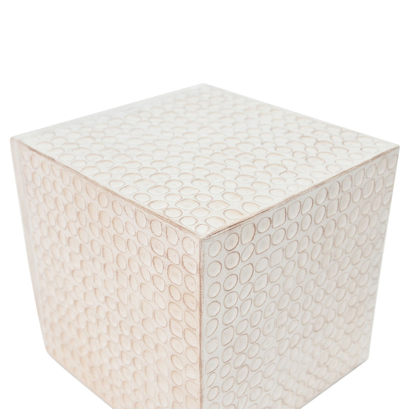 Chic Modern Mgo Cube Side Table With Fluted Design - Antique Brown - R&R Furniture Gallery (Fountain Valley, CA)