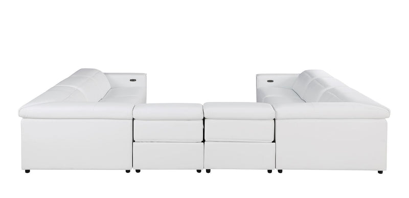 1208 - 8 Piece U Shaped Leather Sectional With 4 Power Recliners & Power Headrests