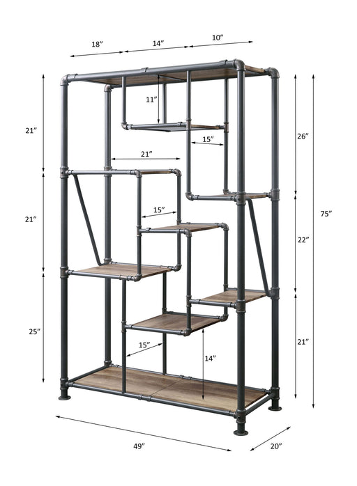 Brantley - Bookshelf - Antique Oak & Sandy Gray - R&R Furniture Gallery (Fountain Valley, CA)