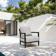 Life Outside outdoor lounge chair with Ember black frame and Sunbrella Cast cushion, weather-resistant and stylish for outdoor relaxation.