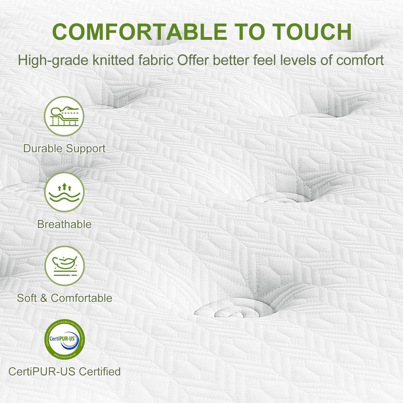 14" Hybrid Mattress With Gel Memory Foam And Pocket Springs