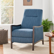 Contemporary fabric upholstered Noble House Drury pushback recliner in neutral tones with plush cushioning and modern design.