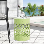 Large outdoor metal end table with modern design by Noble House, featuring a sleek, sturdy frame and stylish surface.