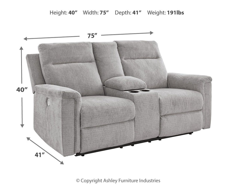 Barnsana - Dbl Power Reclining Loveseat With Console - R&R Furniture Gallery (Fountain Valley, CA)