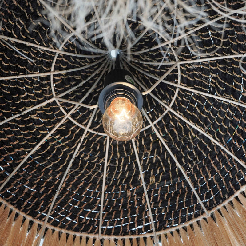 Sula - Upcycled Abaca Pendant Lamp - Natural / Black - R&R Furniture Gallery (Fountain Valley, CA)