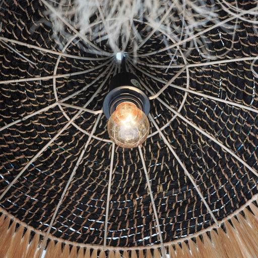 Sula - Upcycled Abaca Pendant Lamp - Natural / Black - R&R Furniture Gallery (Fountain Valley, CA)