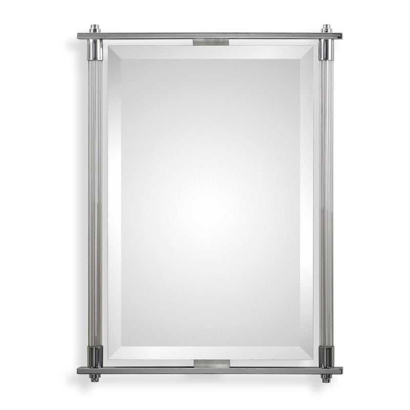 Uttermost Adara Pearl Silver Vanity Mirror with a decorative frame, reflecting elegant home decor style.