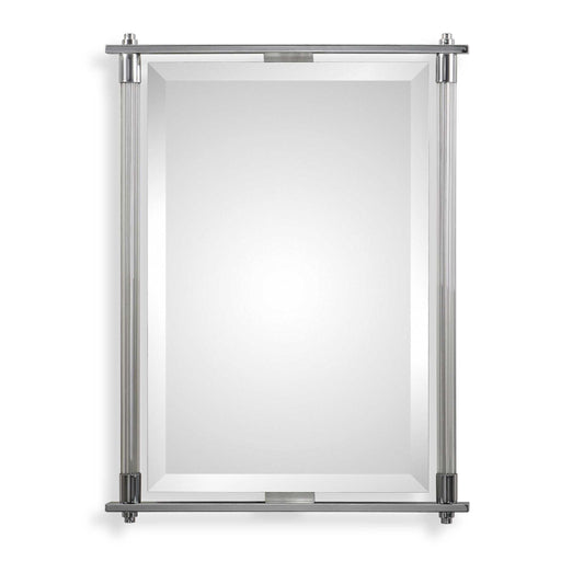 Uttermost Adara Pearl Silver Vanity Mirror with a decorative frame, reflecting elegant home decor style.