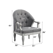 Florian - Chair - Gray Fabric & Antique White - R&R Furniture Gallery (Fountain Valley, CA)