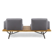 Outdoor Sofa With Cushions And Iron Legs - Dark Gray - R&R Furniture Gallery (Fountain Valley, CA)