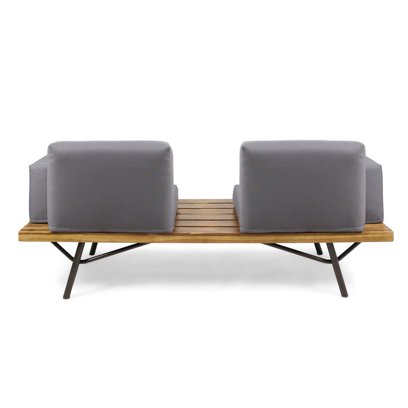 Outdoor Sofa With Cushions And Iron Legs - Dark Gray - R&R Furniture Gallery (Fountain Valley, CA)