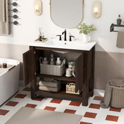 Modern Bathroom Vanity With Rectangle Ceramic Sink, Soft Closing Doors - R&R Furniture Gallery (Fountain Valley, CA)
