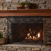 Noble House elegant fireplace screen with intricate metal design serving as a protective barrier for the hearth.