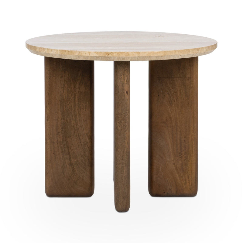 Idella - Travertine Round Table - R&R Furniture Gallery (Fountain Valley, CA)